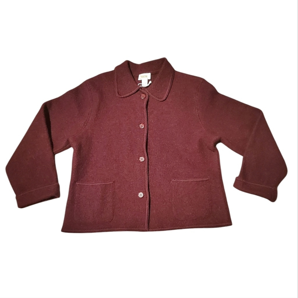 Vintage Talbots Petite Sweater Jacket Cardigan Boiled Wool Gorpcore Cottagecore